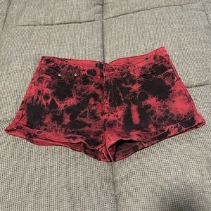 This City Red & Black Tie Dye Denim Shorts. Size 31.
